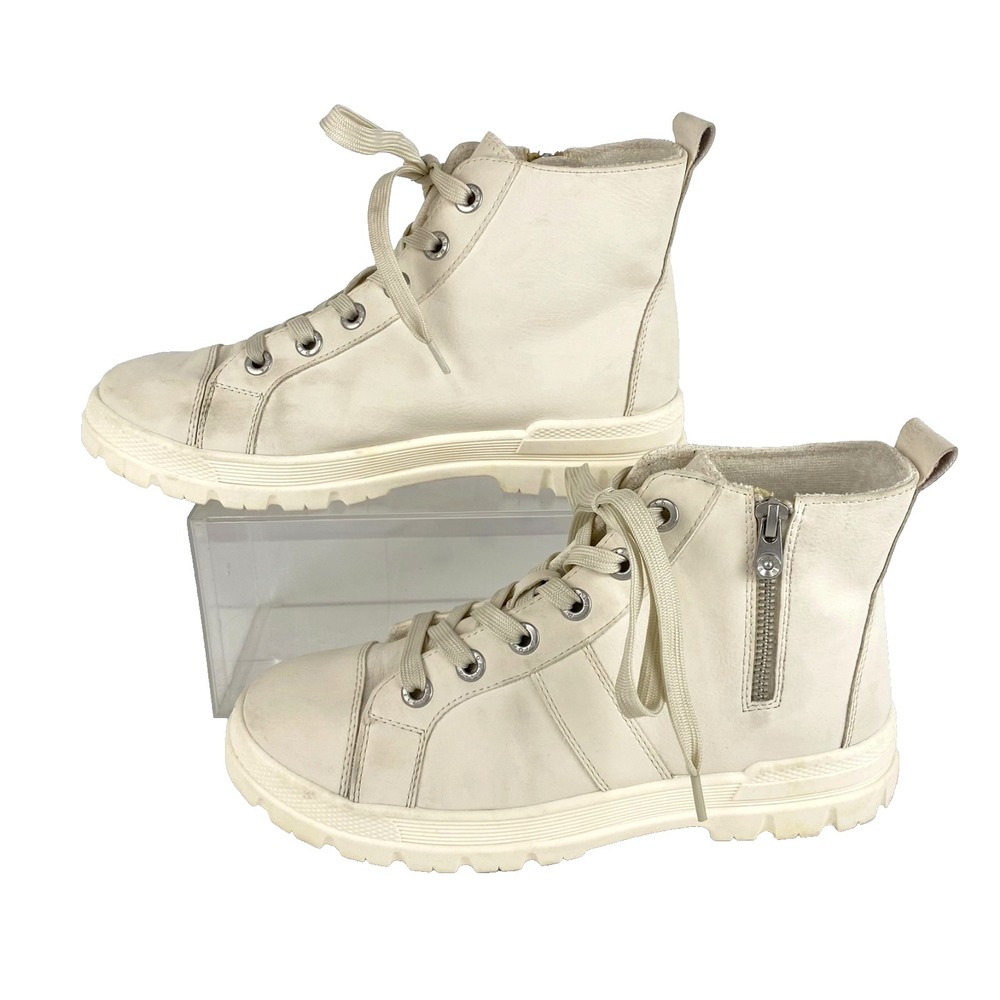 Blowfish Malibu Ankle Boots Hi Top Sneakers Women's 8 Cream Shoes Lace Up Flats